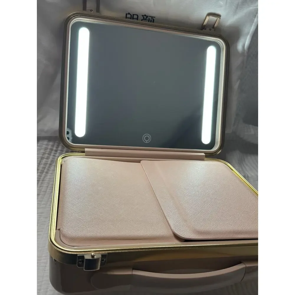 Rownyeon Light Up Rechargeable Makeup Case W/Mirror Portable Organizer Pink 3